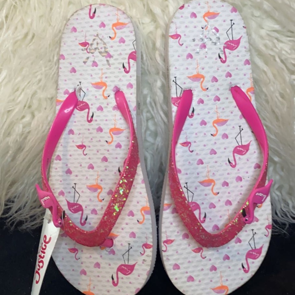 Justice pink flamingo sandals